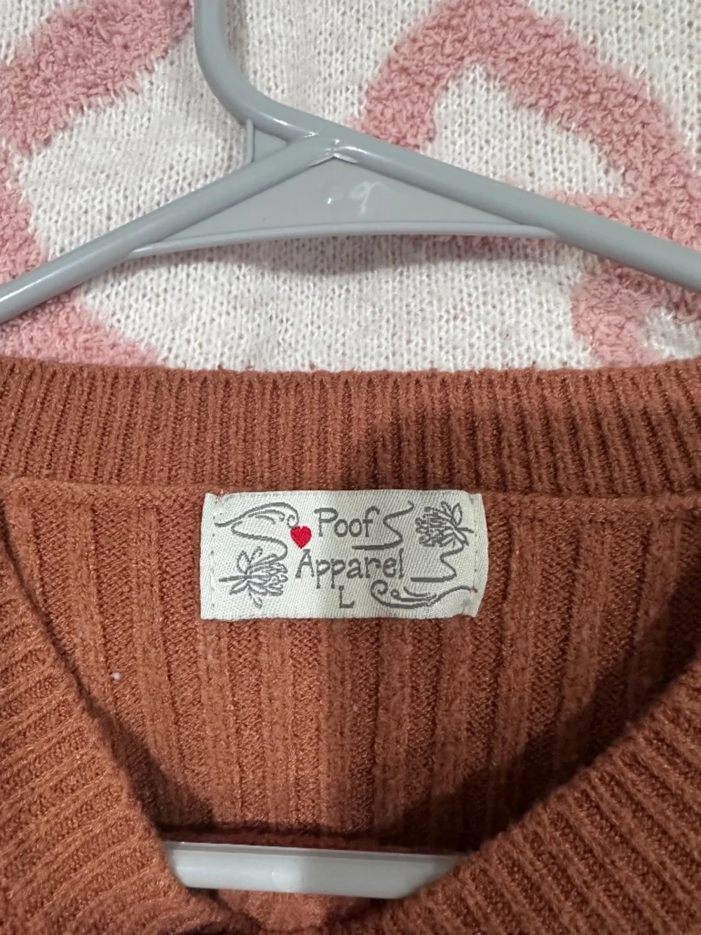 Poof Apparel Rust Ribbed High Low Sweater Size Large